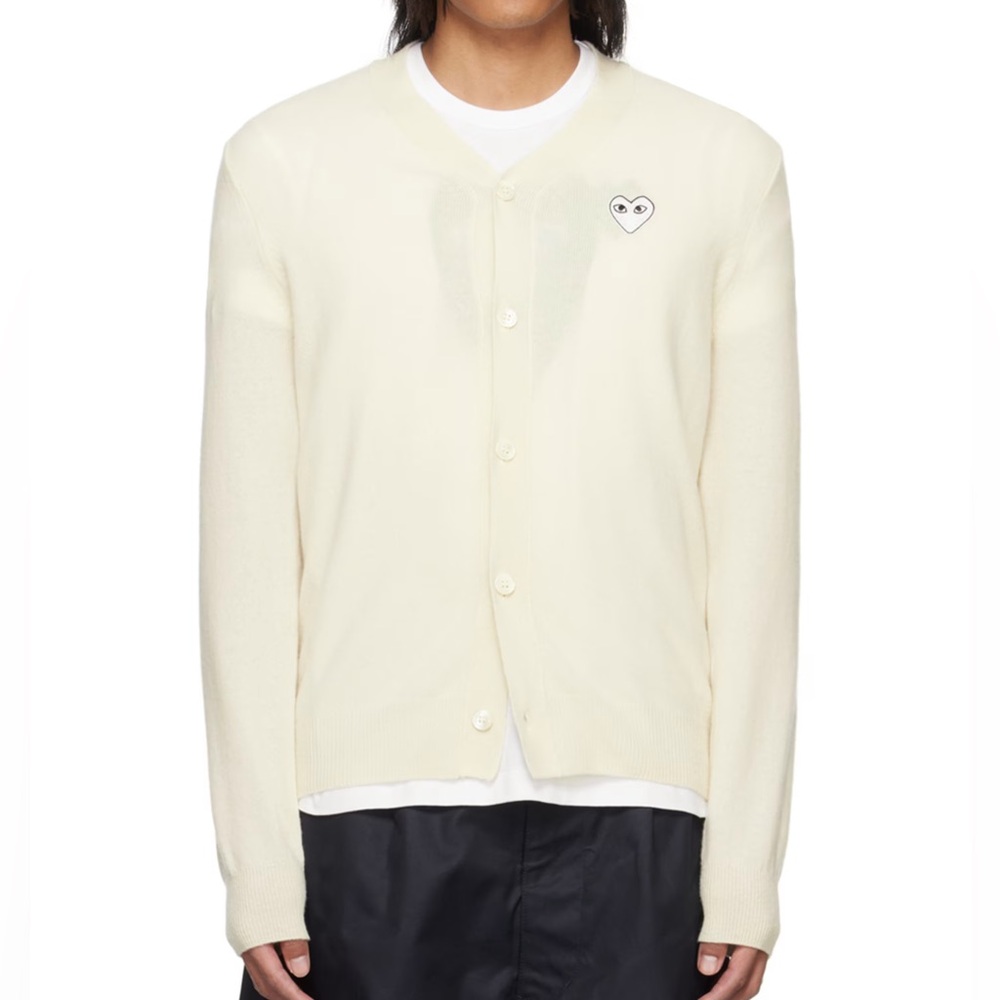 COMME DES GARÇONS PLAY White emblem cardigan